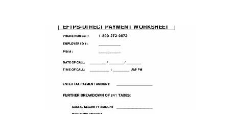 Eftps Worksheet Form - Fill Out and Sign Printable PDF Template | signNow