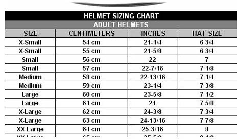 youth dirt bike helmet size chart
