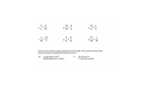solve each proportion worksheets
