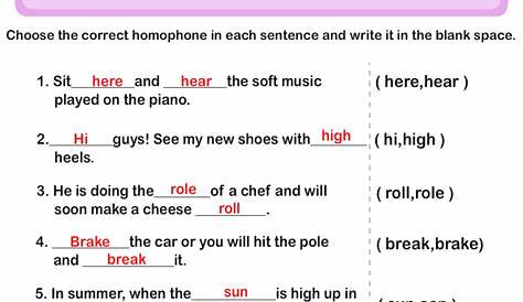 Choose the Correct Homophone in each Sentence Worksheet - Turtle Diary
