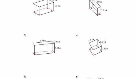volume and surface area of a rectangular prism worksheets