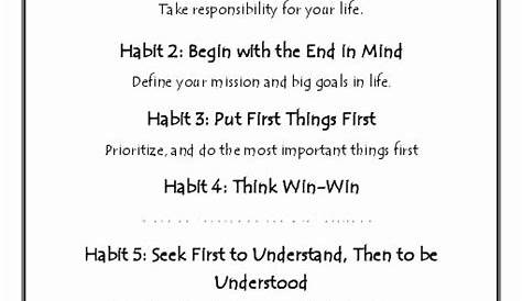 50 7 Habits Worksheet Pdf