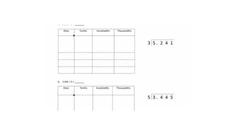 24 Printable decimal place value chart tenths and hundredths Forms and