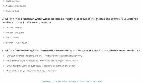 Quiz & Worksheet - Meaning of We Wear the Mask | Study.com