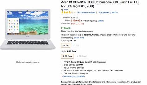 Acer 13.3-inch Chromebook 2.1GHz/2GB/16GB: $200 shipped (orig. $300)