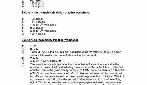 Molar Mass Practice Worksheet