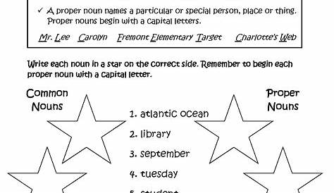nouns proper and common worksheets