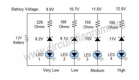 Simple 12V Battery Status Indicator | Circuit Diagram