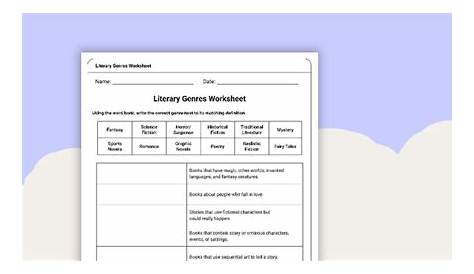 literary genre worksheet
