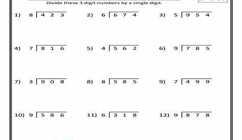 division 3 digits by 1 digit sheet 4 worksheet for 3rd 5th grade - 3