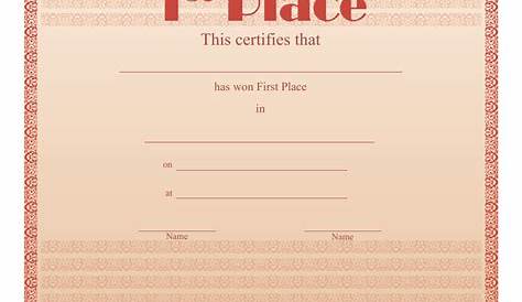 1st Place Certificate Template Download Printable PDF | Templateroller