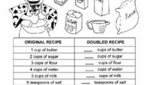 Doubling a Recipe Worksheet for 1st - 3rd Grade | Lesson Planet