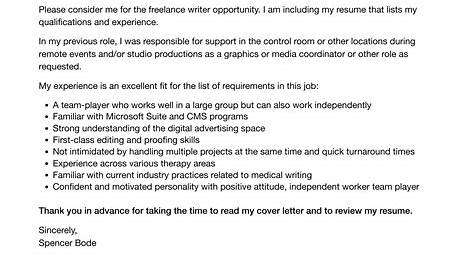 Freelance Writer Cover Letter | Velvet Jobs