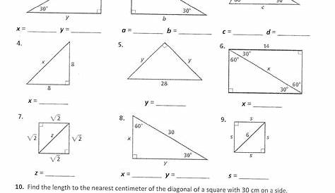 right triangles worksheets