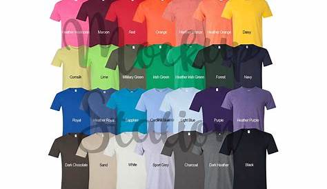 Color Chart for Gildan 64000 T-shirt, Digital Color Chart By