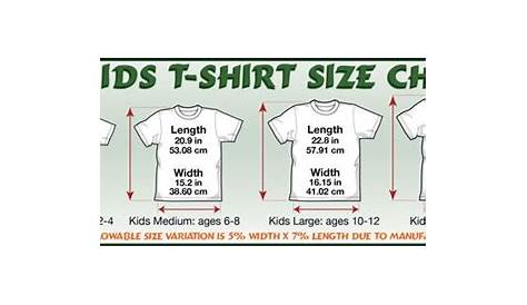 Kids T-Shirt Size Chart