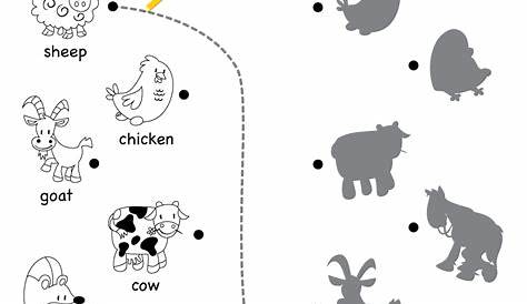 The Animals On The Farm Worksheet - Color & Match - Super Simple