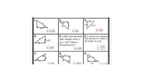Special Right Triangles 30-60-90 And 45-45-90 Worksheet - fasredit