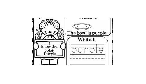 Color Purple Worksheets: (Includes: Book, Cut/Paste, Color Sort)