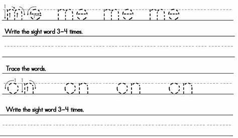 in sight word worksheets