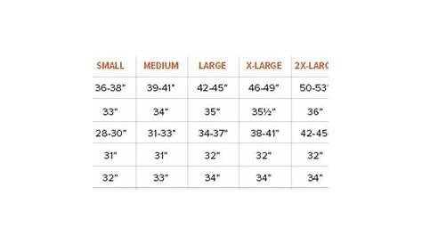 sitka waders size chart