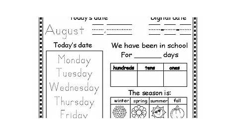 Daily Calendar Worksheet by Ranidaze Creations | TpT