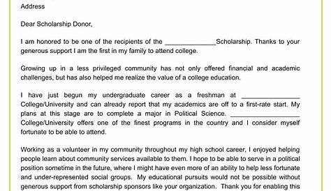 sample thank you letter for scholarship donor