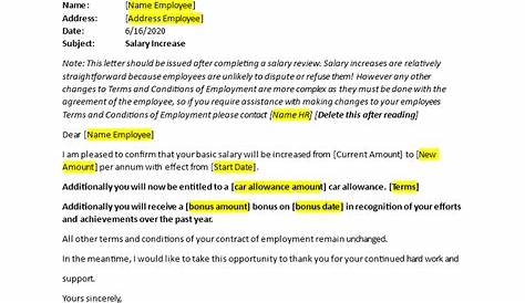 Salary Increase Letter | Templates at allbusinesstemplates.com