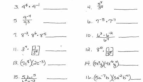 Worksheets On Exponents And Powers For Grade 7
