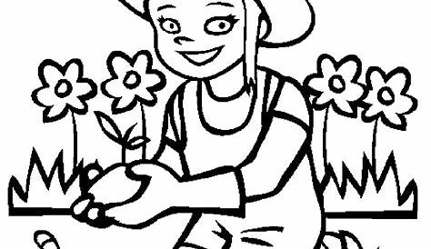 Kids Gardening Coloring Pages - Coloring Home