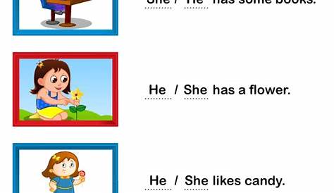 Practice Sheet She Or He Kindergarten / Personal Pronouns Worksheet for