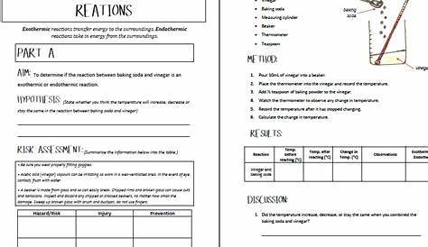 endothermic and exothermic reactions worksheet