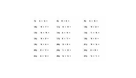 math integers worksheet
