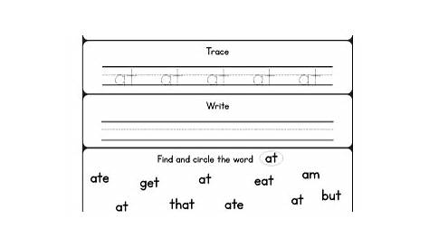 Sight Word At Worksheet | Sight word worksheets, Sight words