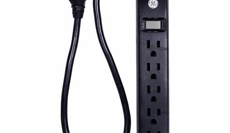 GE 6-Outlet Power Strip with Integrated Circuit Breaker and 2 ft