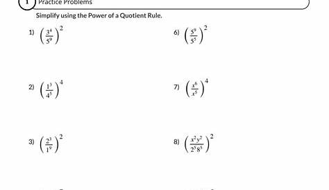 Power Of A Quotient Rule Examples, Worksheet, And Definition