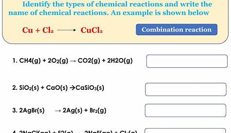 grade 10 chemical reactions worksheet
