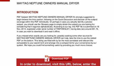 Maytag neptune owners manual dryer