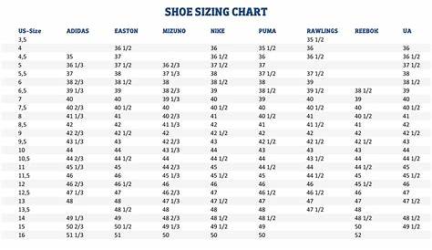 youth cleat size chart