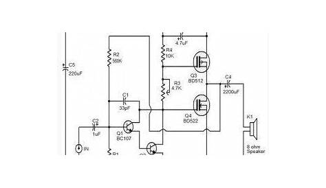 10W MOSFET audio amplifier circuit | Audio amplifier, Electronics