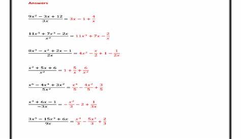 division of polynomials worksheet