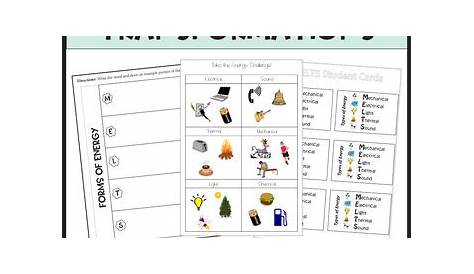 Forms of Energy Worksheets by Dr Dave's Science | TpT