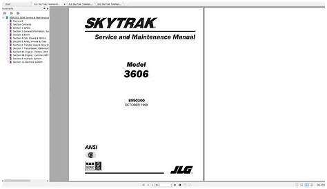 JLG SkyTrak TeleHandler 3606 Operators, Service & Parts Manuals