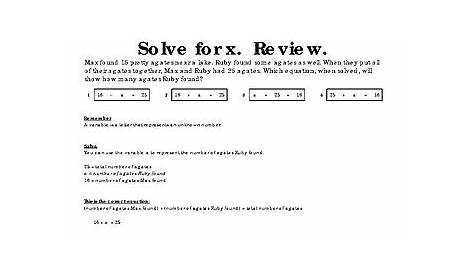 solve for x worksheet