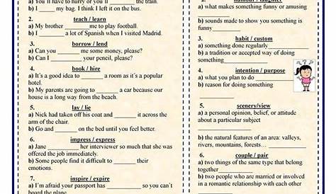 Commonly Confused Words Worksheet Pdf