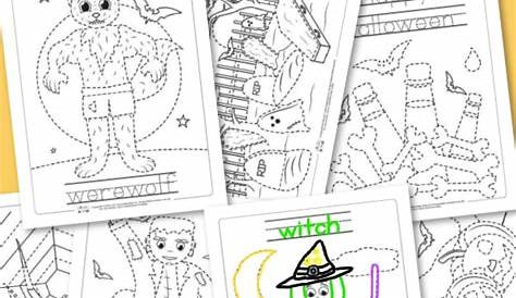 halloween trace worksheets