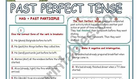 Past Perfect Tense - ESL worksheet by jelenac