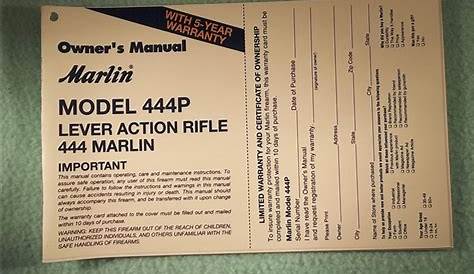 MARLIN MODEL 444P RIFLE OWNERS MANUAL 14506249 - GunAuction.com