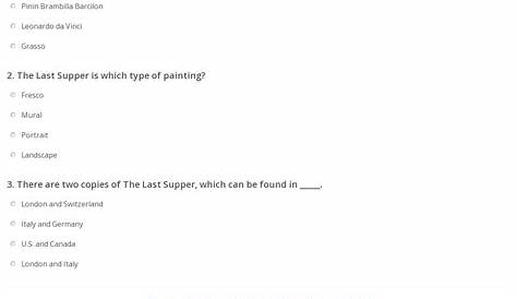 Quiz & Worksheet - The Last Supper by Da Vinci | Study.com