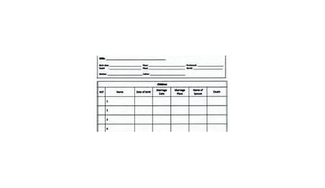 genealogy timeline worksheet